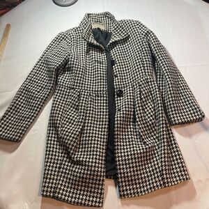 Bitten By Sarah Jessica Parker Coat Jacket Womens Large White Black Houndstooth